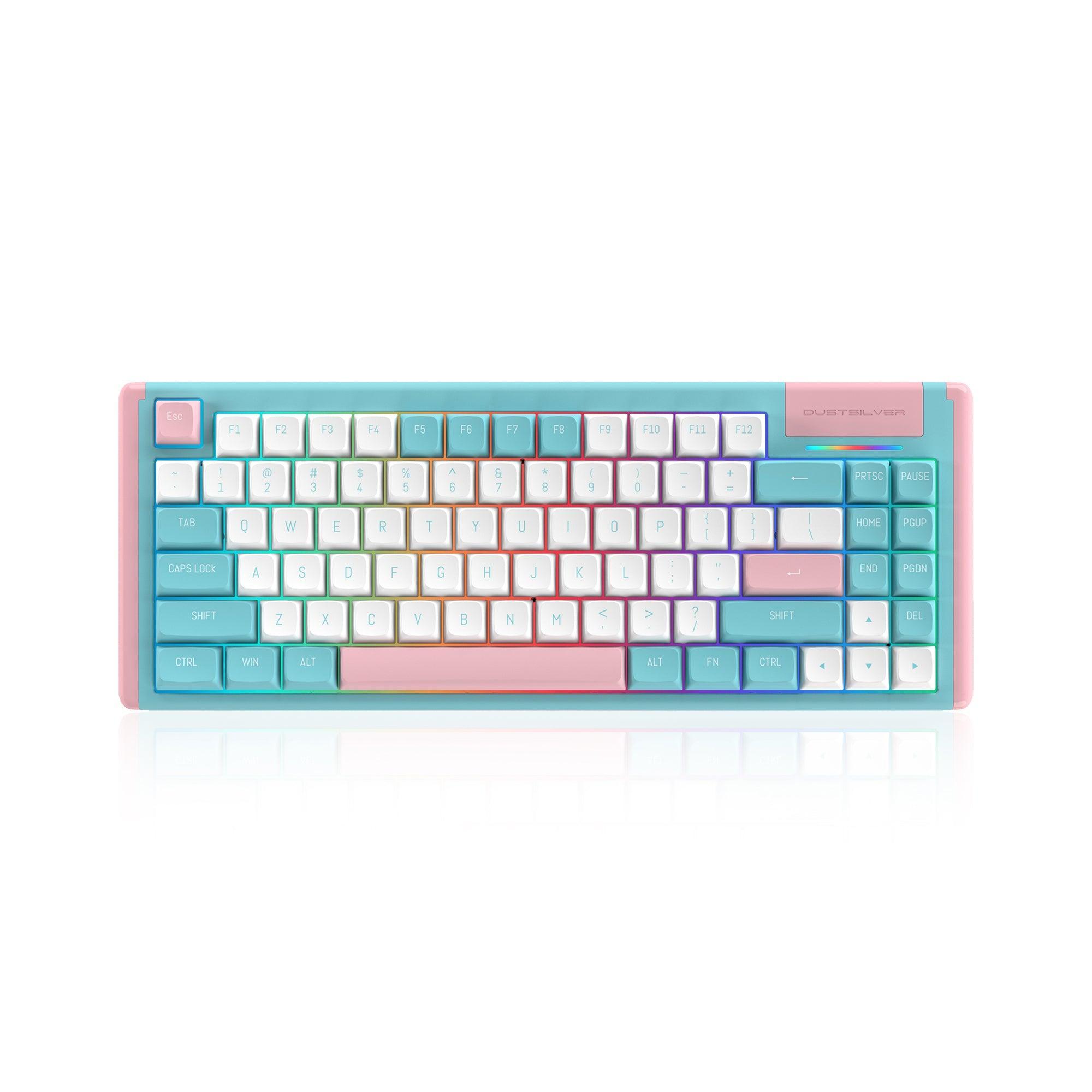 Dustsilver D84 Blue Pink Milkshake 75% Wireless HOT SWAPPING Mechanical Keyboard - dustsilver