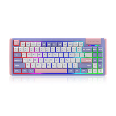 Purple Pink Lilac 75 Percent Cute Kawaii Wired Backlit Mechanical Keyboard - dustsilver