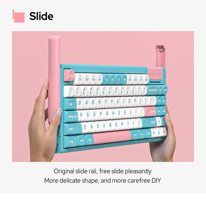 Dustsilver Blue Pink Milkshake 75 Percent Kawaii Wireless HOT SWAPPING Mechanical Keyboard - dustsilver