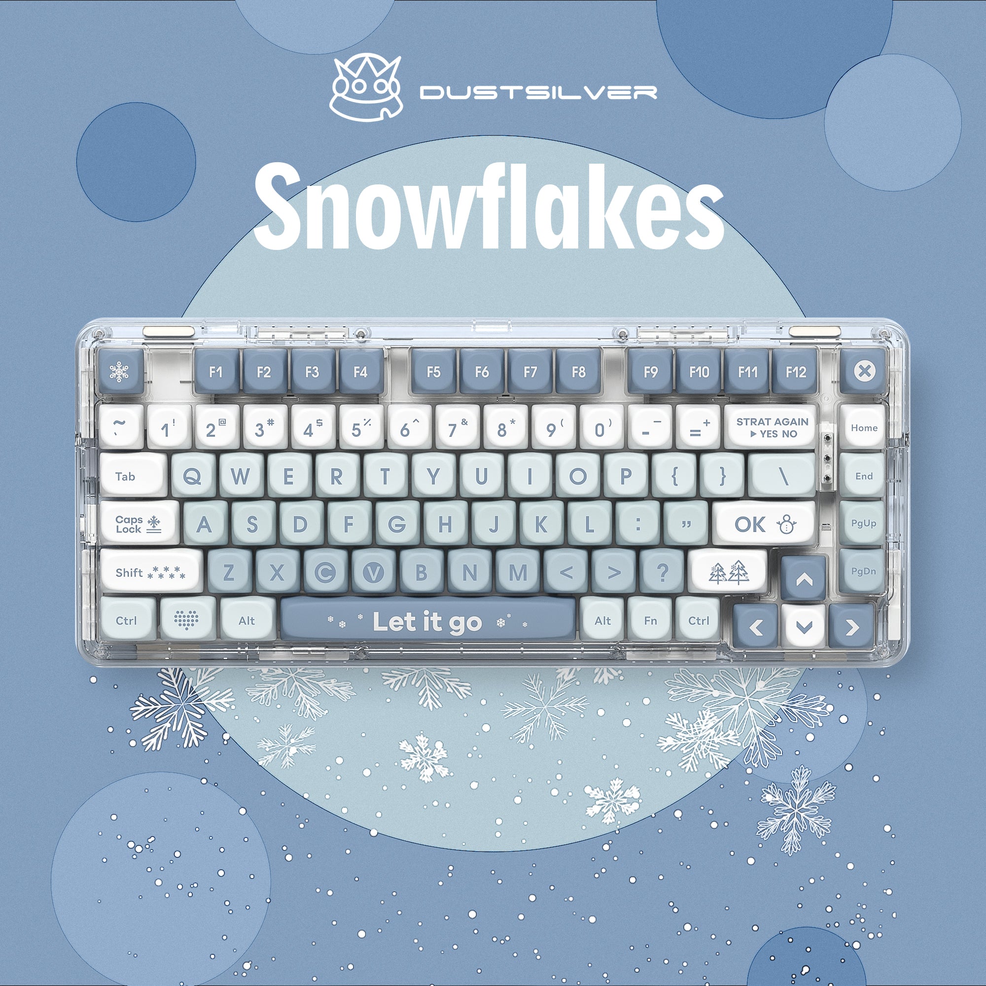 Dustsilver Snowflakes D82 Wireless Keyboard 75% layout 82 keys Hot Swappable Mechanical Keyboard
