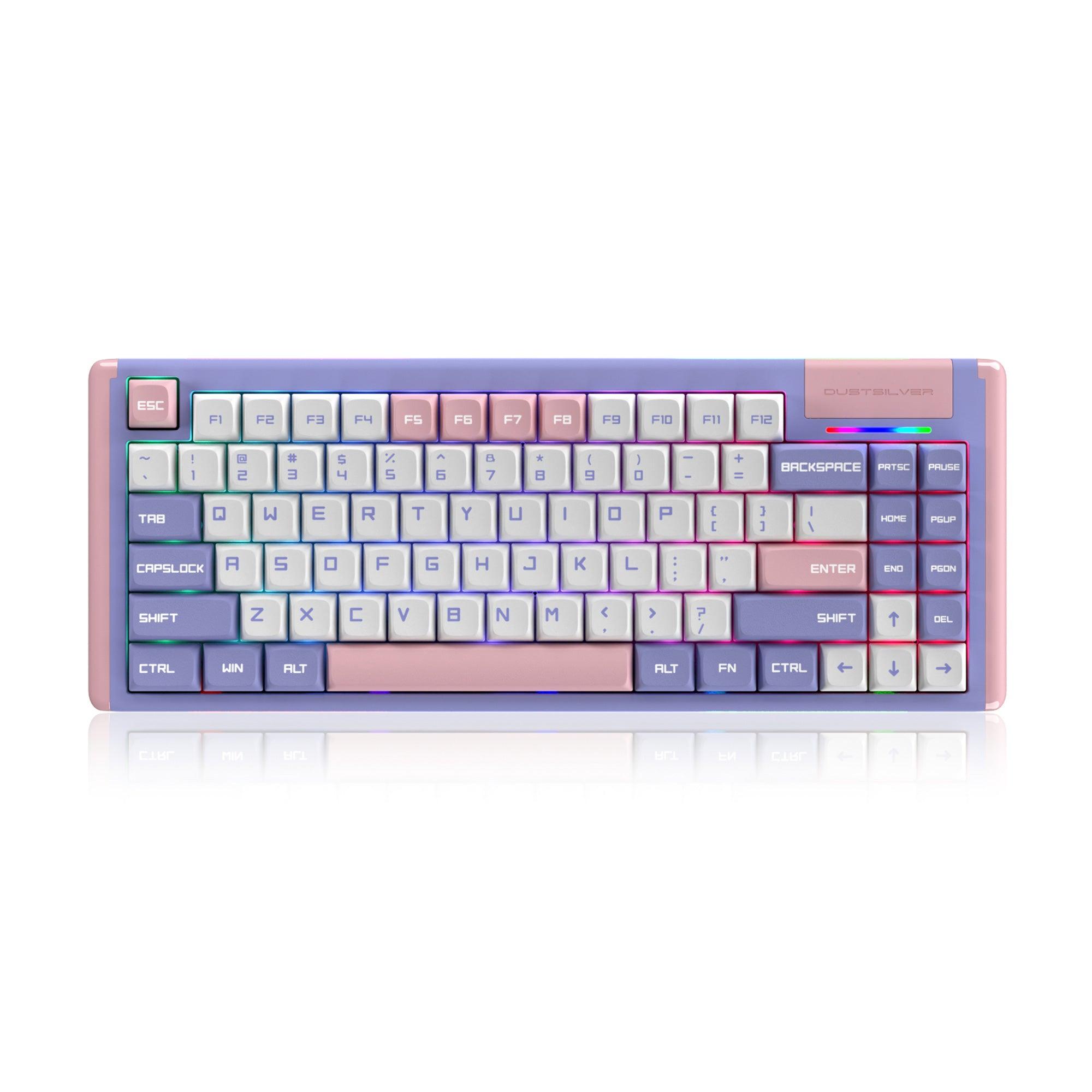 Purple Pink Lilac 75 Percent Cute Kawaii Mechanical Keyboard - dustsilver
