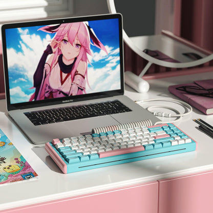 Dustsilver Blue Pink Milkshake 75 Percent Kawaii Wireless HOT SWAPPING Mechanical Keyboard - dustsilver