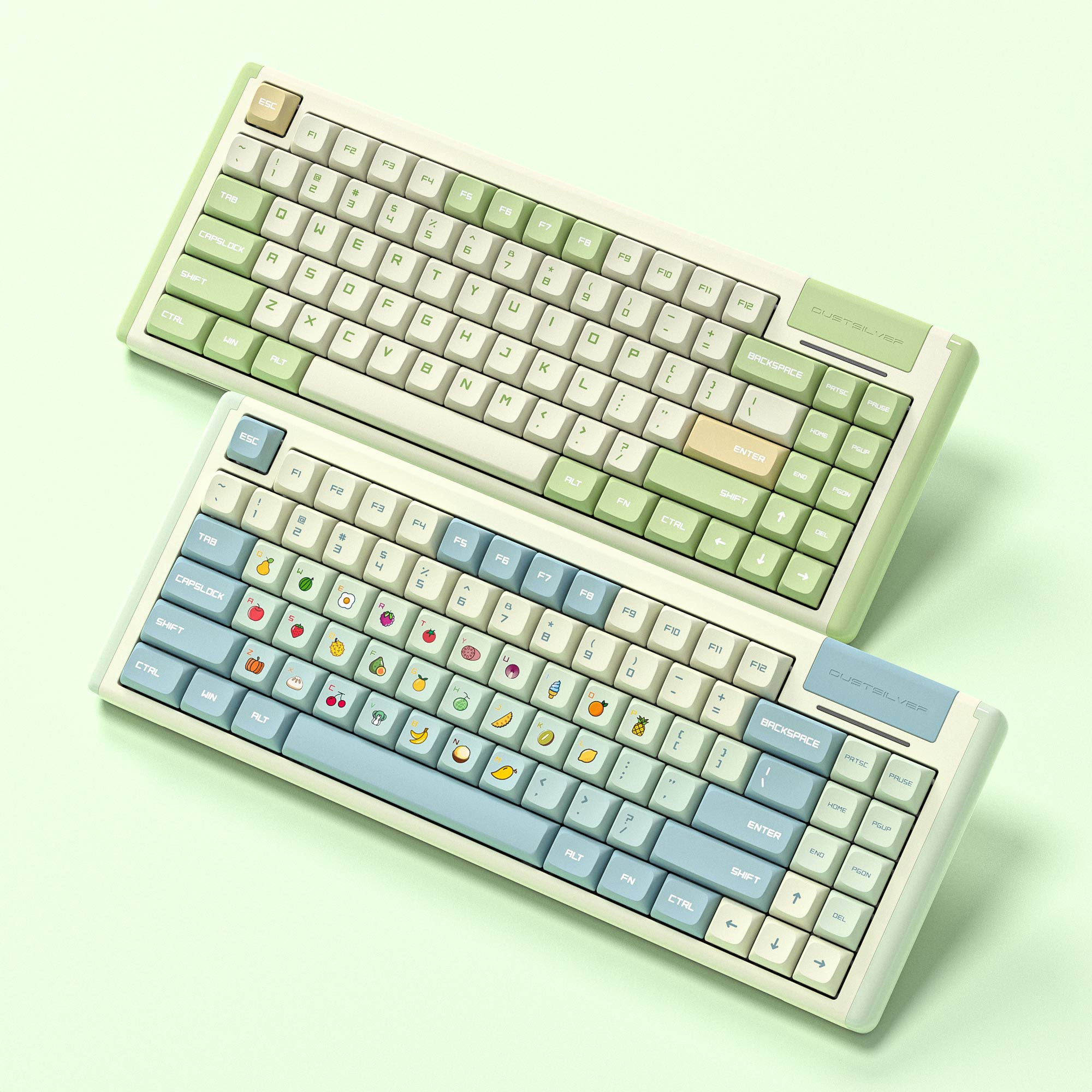 Dustsilver 2023 Version Green Summer Wired 75% layout Hot Swappable Mechanical Keyboard