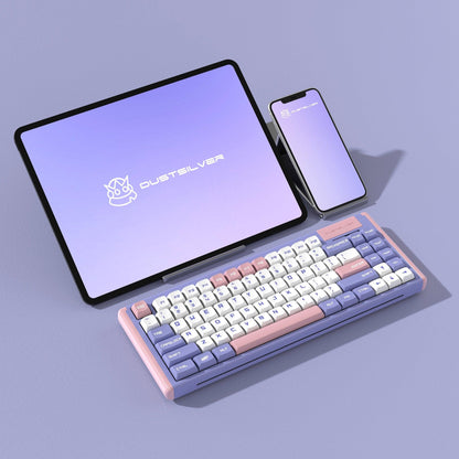 Purple Pink Lilac 75 Percent Cute Kawaii Mechanical Keyboard - dustsilver