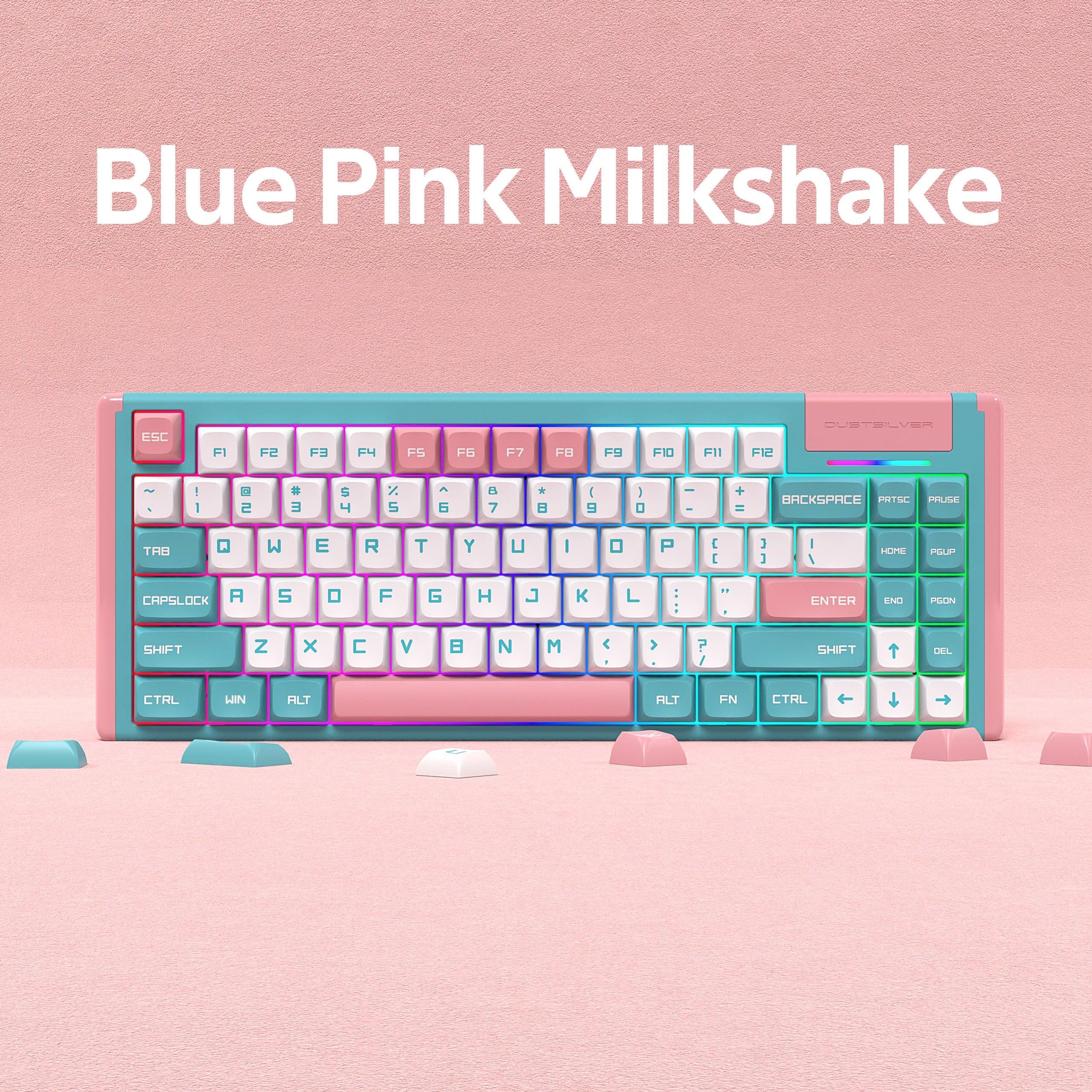 Dustsilver D84 Blue Pink Milkshake 75% Wireless HOT SWAPPING Mechanical Keyboard - dustsilver