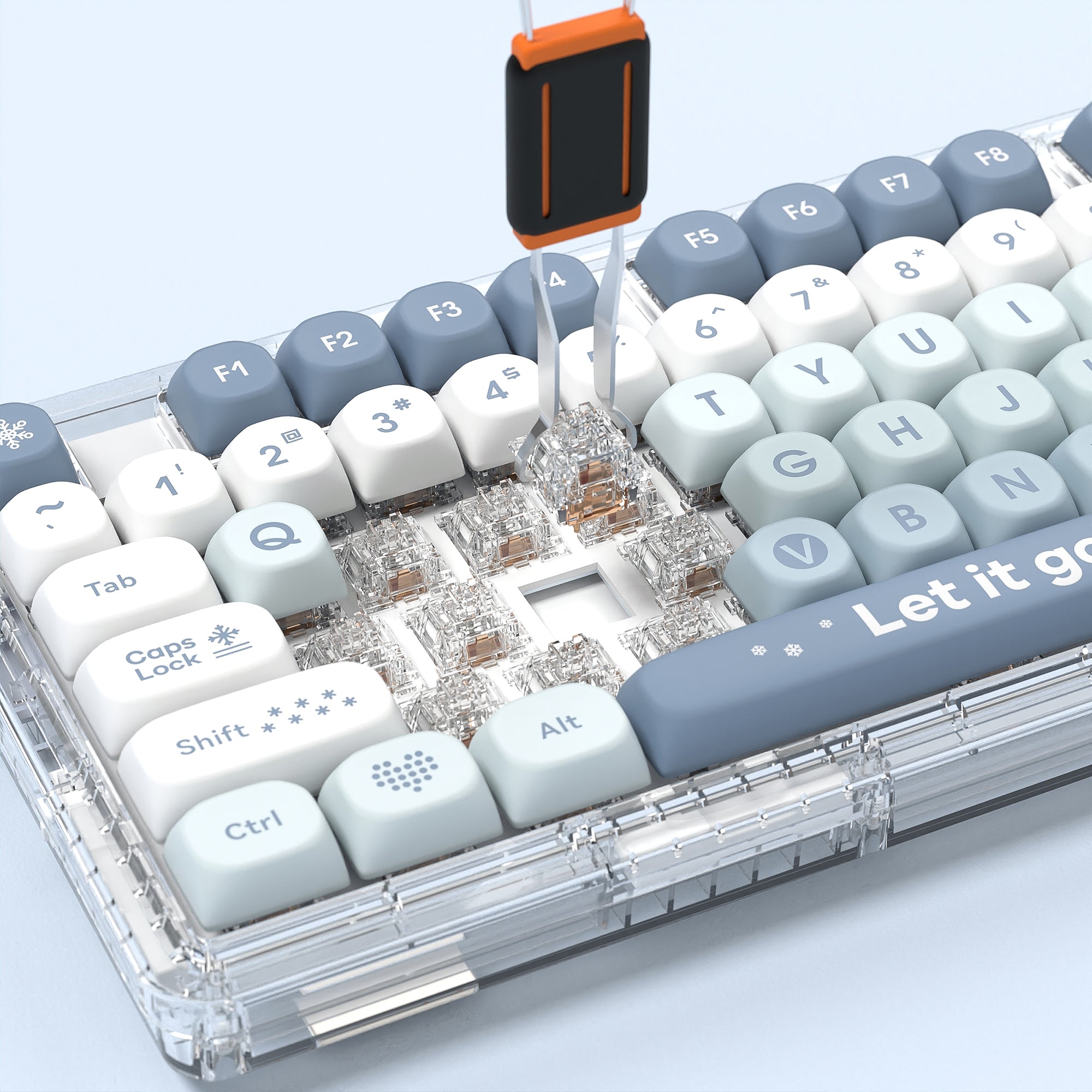 Dustsilver 2024 Version Snowflakes Wireless 75% layout 82 keys Hot Swappable Mechanical Keyboard