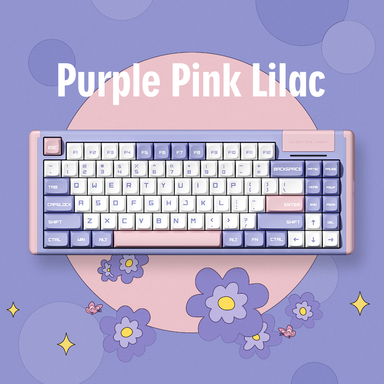 Dustsilver Purple Pink Lilac 75 Percent Cute Kawaii Mechanical Keyboar