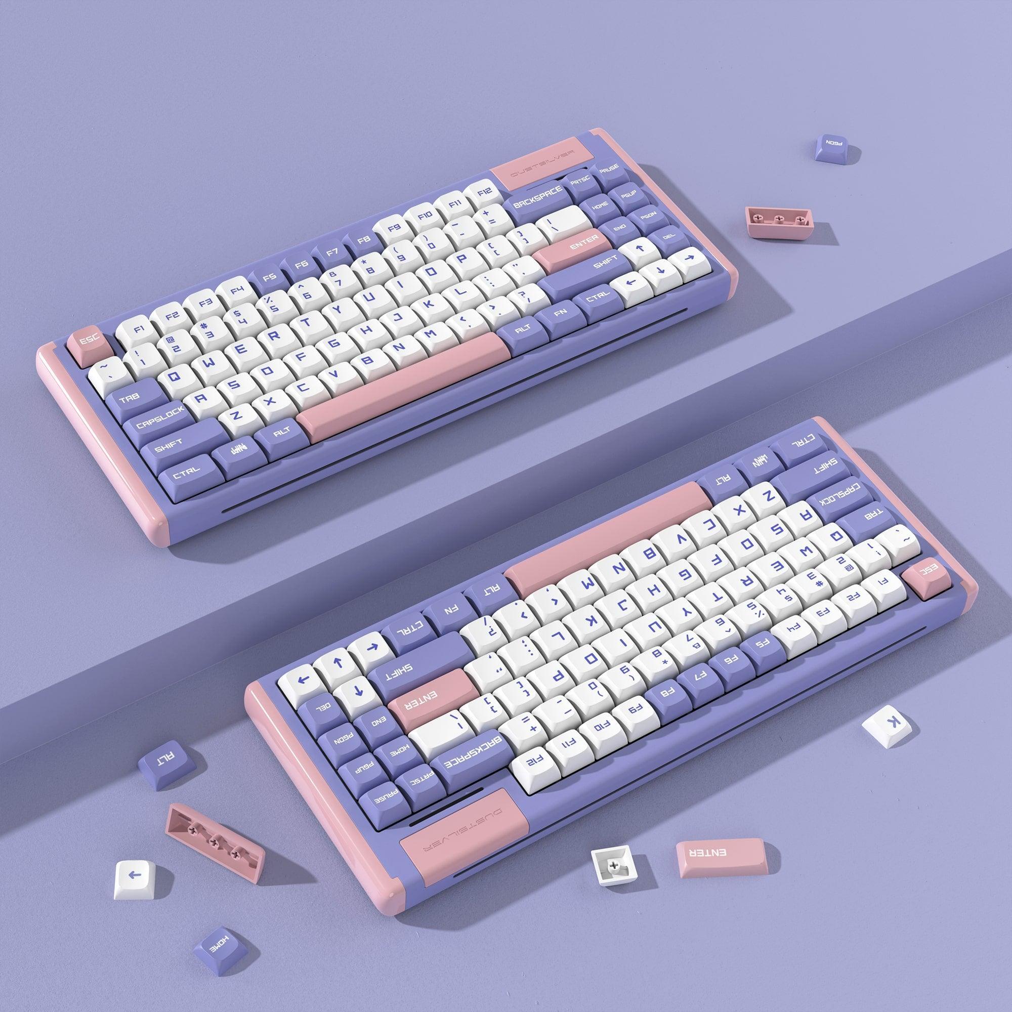 Dustsilver D84 Purple Pink Lilac 75% Layout Cute Kawaii Wireless Mechanical Keyboard - dustsilver
