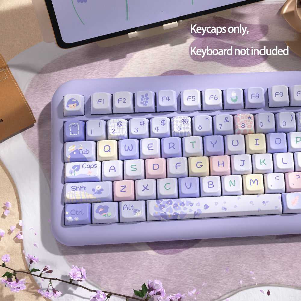 Dustsilver 138 Key Flower girl PBT keycap suitable for various keyboard layouts