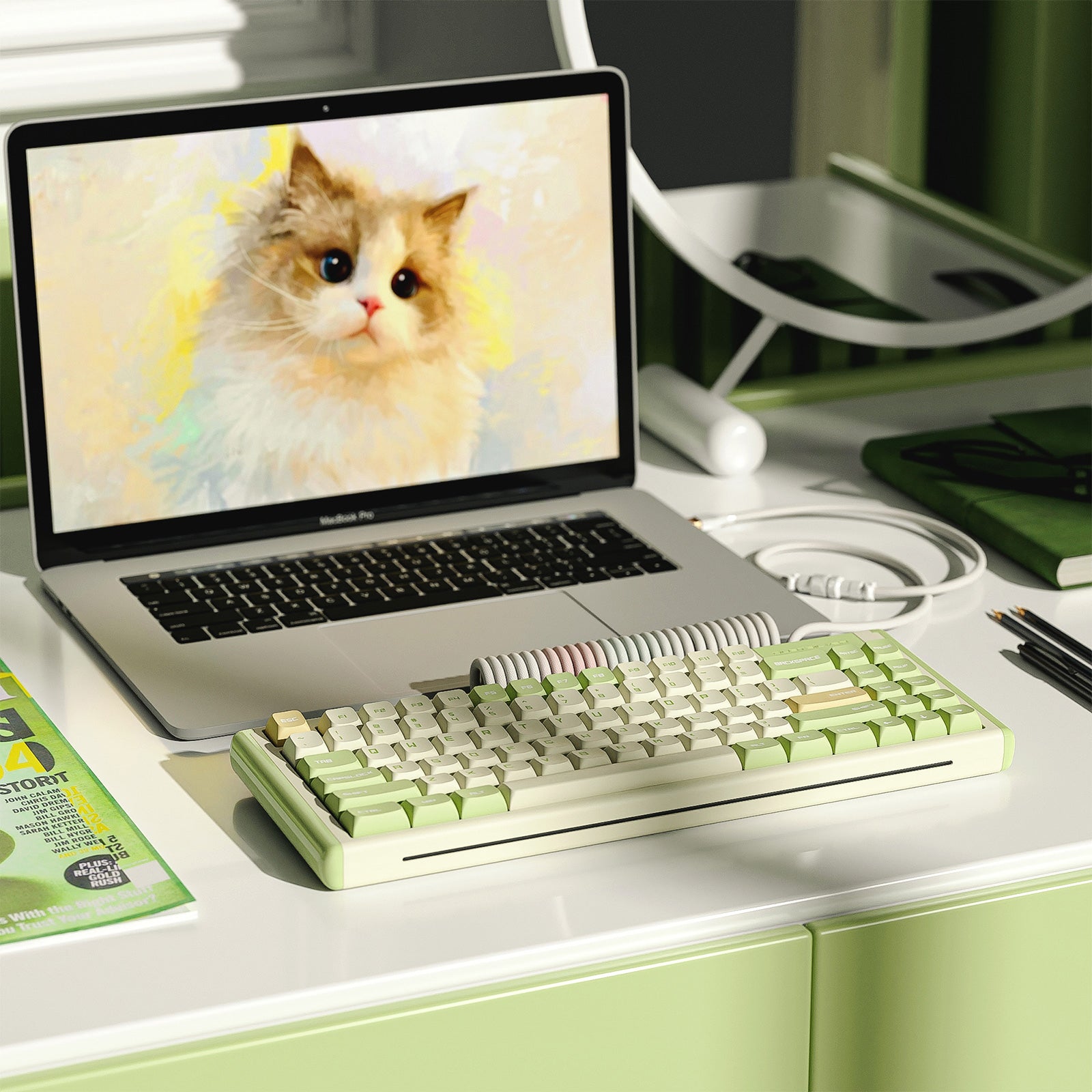 Dustsilver D84 Green Summer Wireless 75% layout RGB Mechanical Keyboard