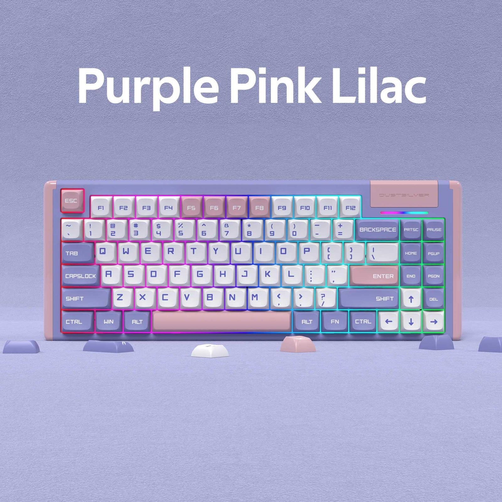 Dustsilver Purple Pink Lilac 75 Percent Cute Kawaii Mechanical Keyboar