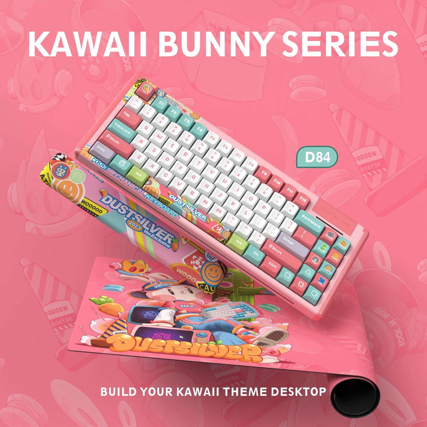 Dustsilver Kawaii Bunny Wireless Mechanical Keyboard - dustsilver