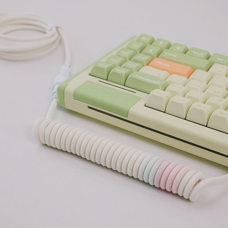 Coiled Keyboard Cable for Gaming Custom Keyboard,Cream Rose Melon