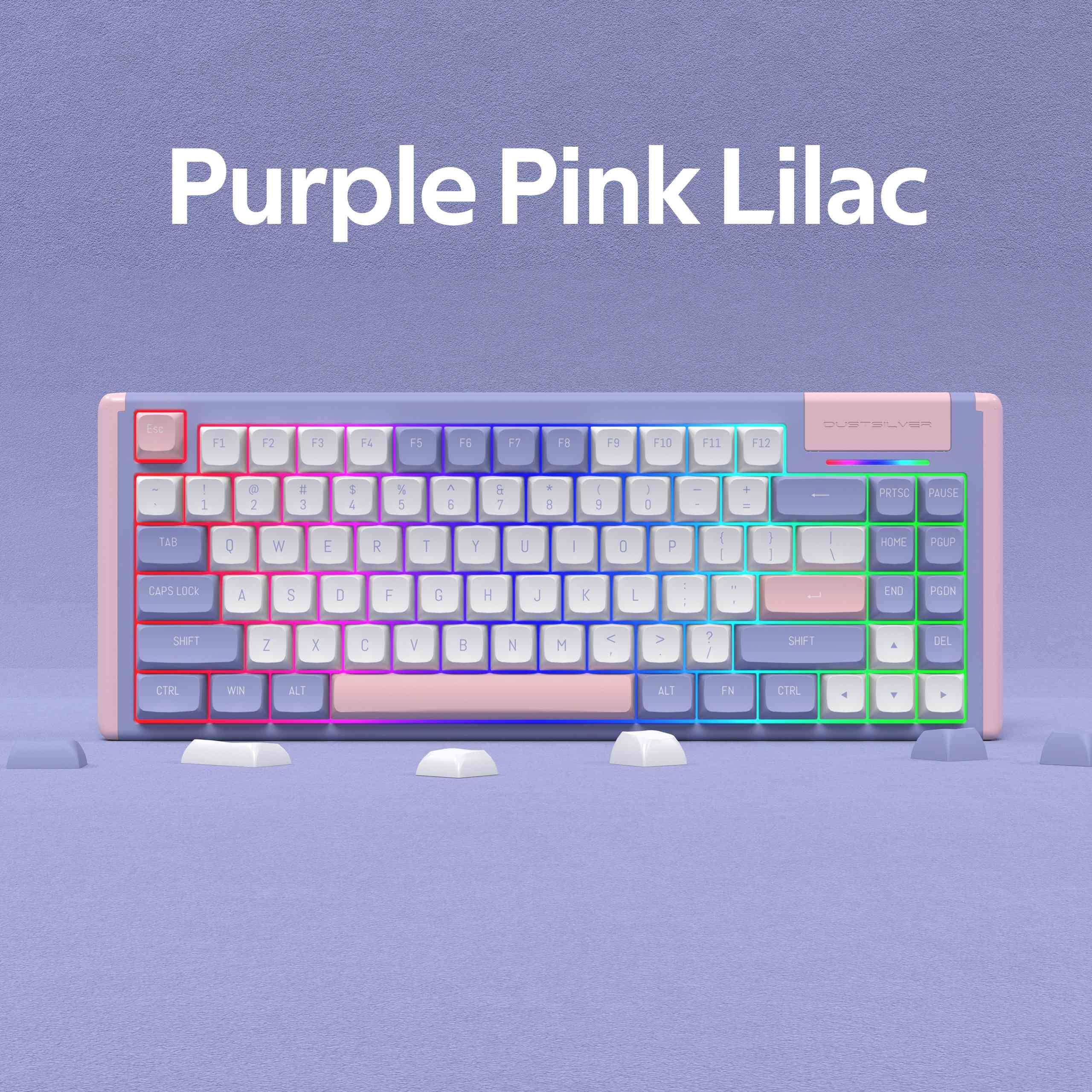 Dustsilver Lilac 75 Percent Wired Mechanical Keyboard - dustsilver