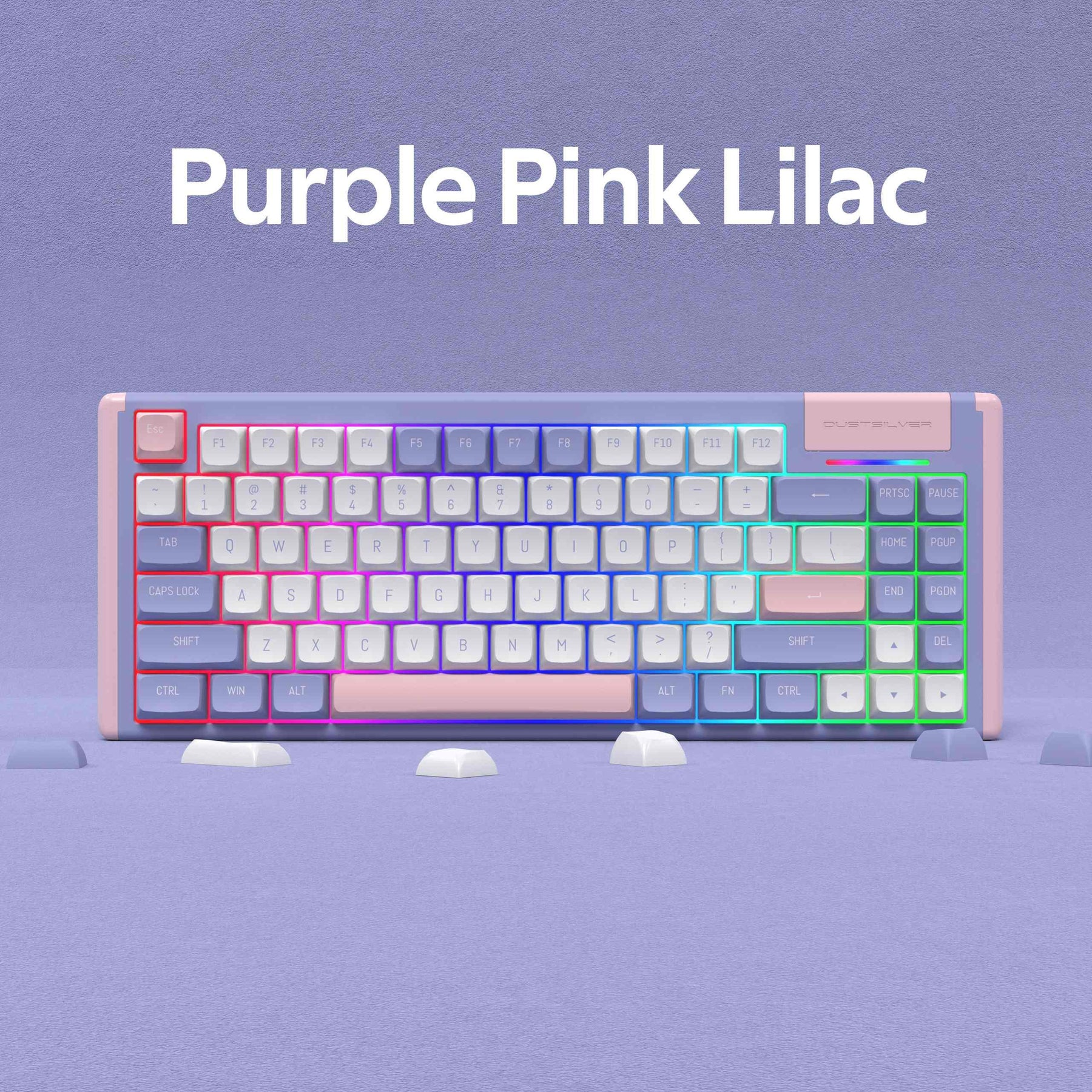 Dustsilver K84 Lilac 75 Percent Wired Mechanical Keyboard Purple Pink ...