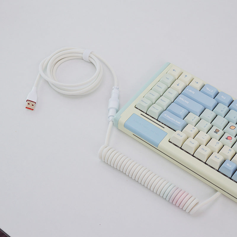 Coiled Keyboard Cable for Gaming Custom Keyboard,Cream Rose Summer