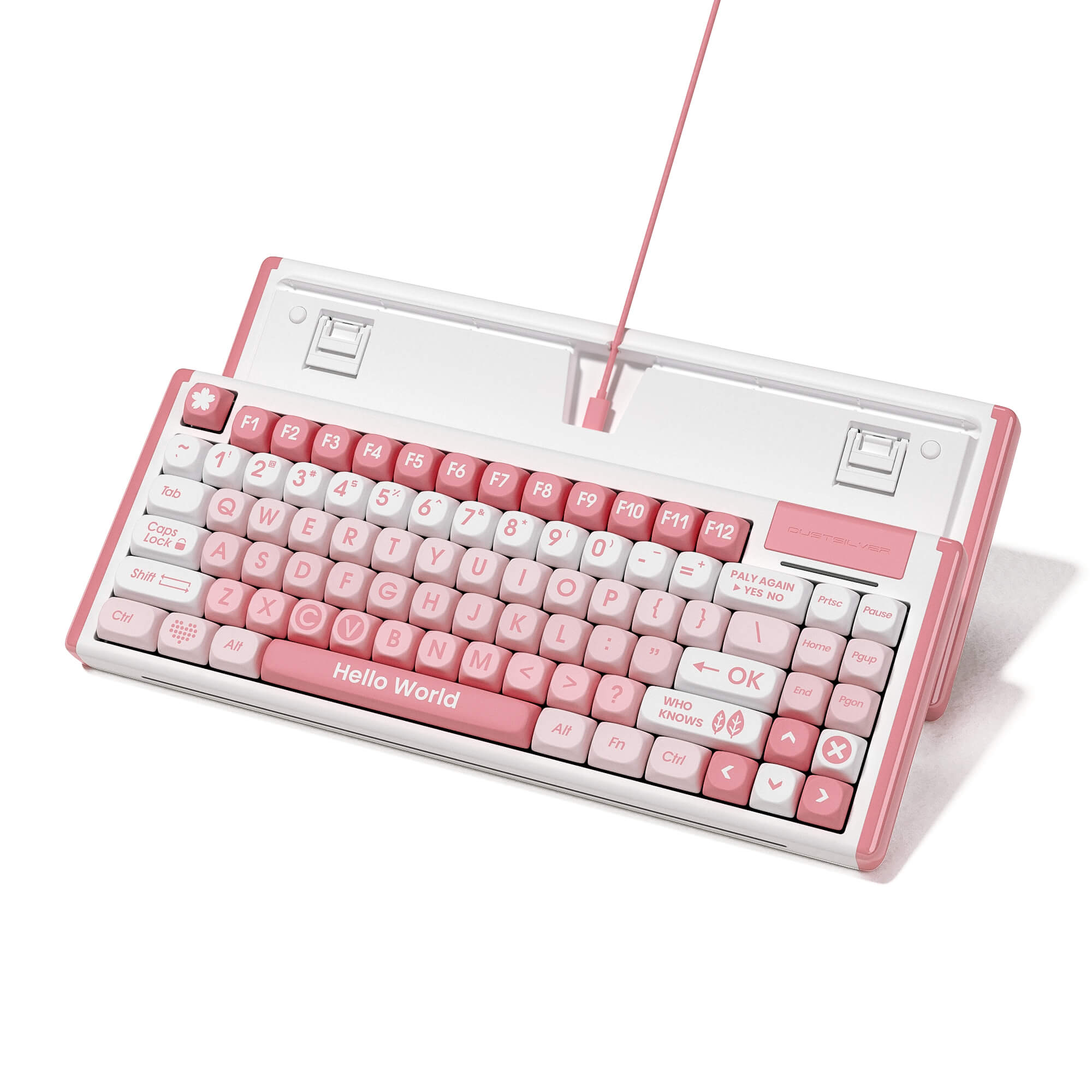 Dustsilver Peach Blossoms K84 Wired 75% layout Welded Switch Mechanical Keyboard