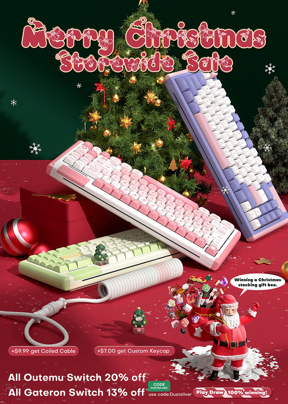 Merry Christmas Dustsilver Keyboard
