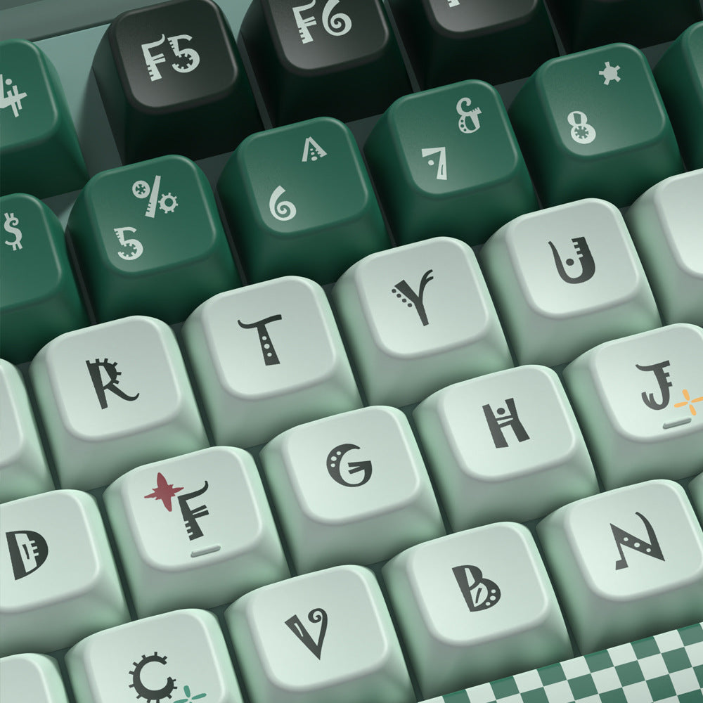 Dustsilver 138 Key Green Forest PBT keycap suitable for various keyboard layouts