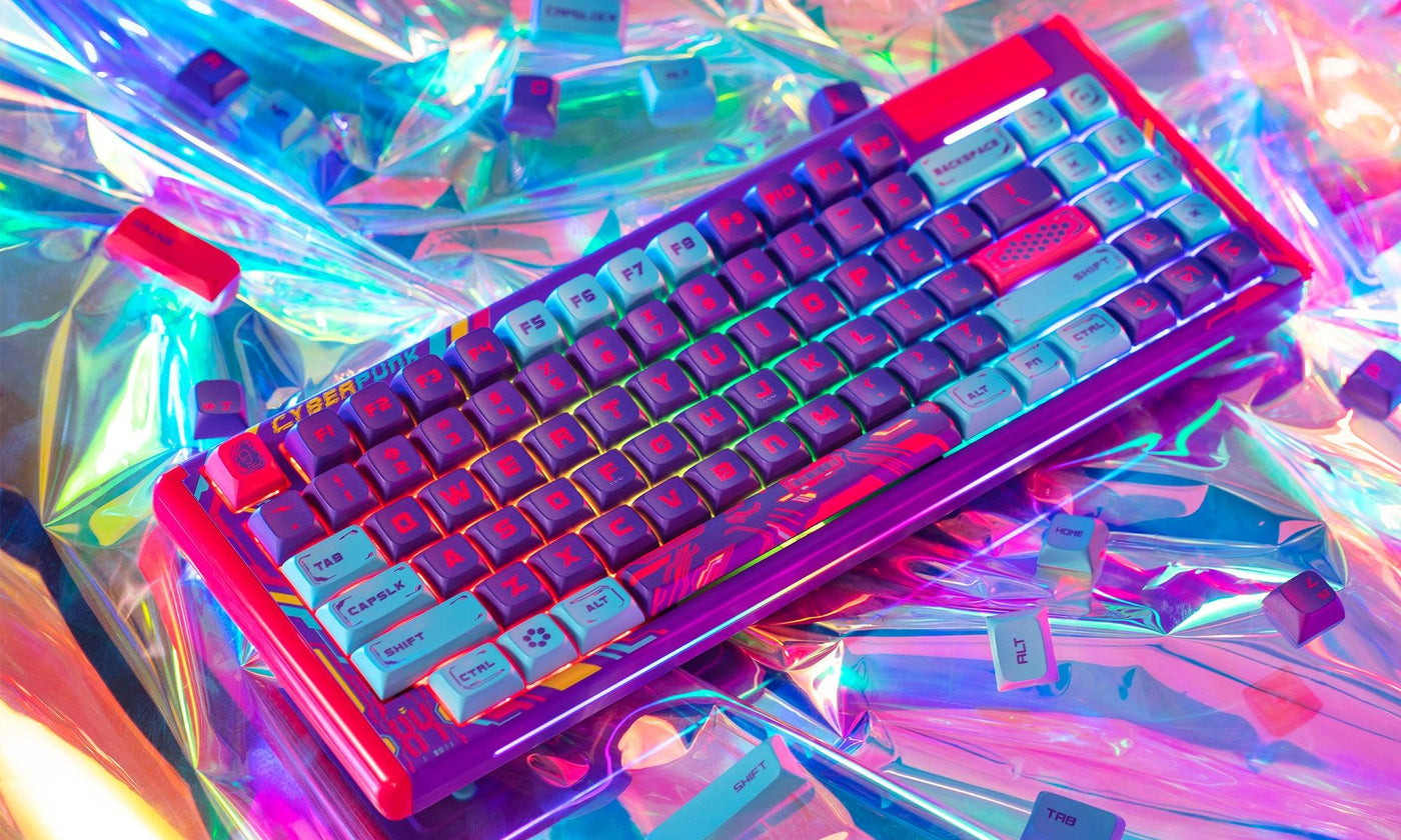 Cyberpunk PRO Tkl Cool Colored Hotswap Backlit Wireless Mechanical Keyboard - dustsilver