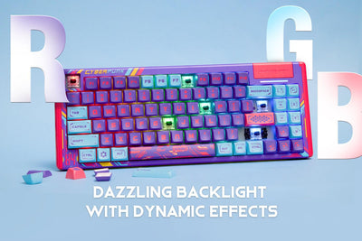 Cyberpunk PRO Tkl Cool Colored Hotswap Backlit Wireless Mechanical Keyboard - dustsilver