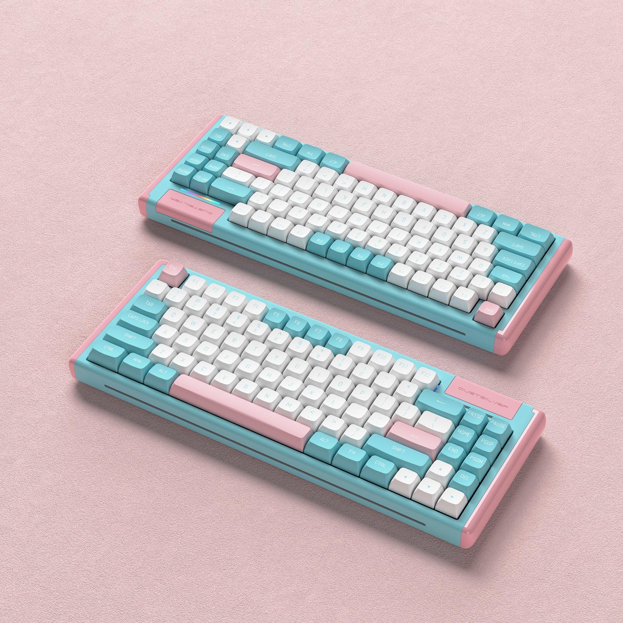 Blue Pink Milkshake 75 Percent Wired Mechanical Keyboard - dustsilver