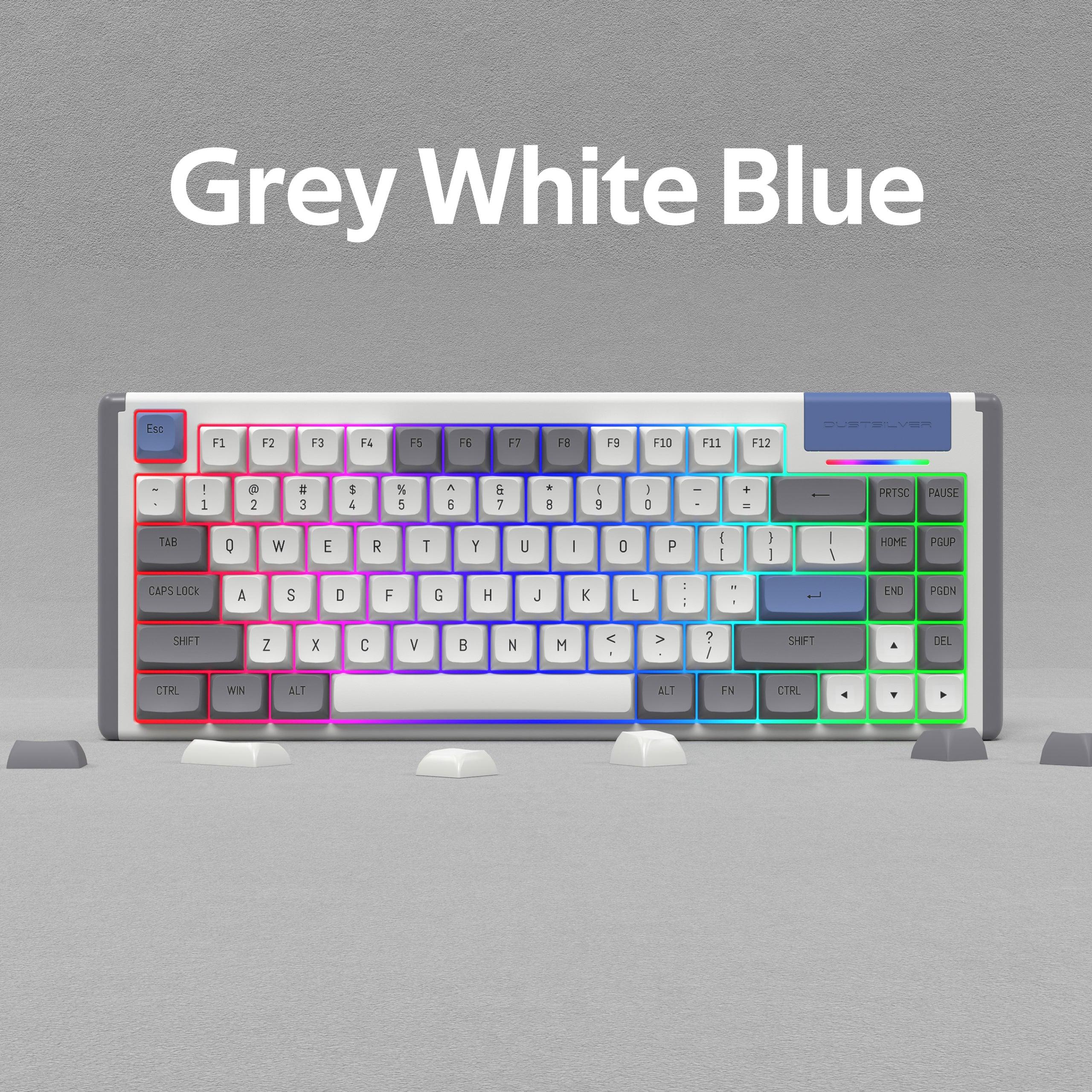 Grey White Blue Colorful Backlight Tkl 75 Percent Red Switch Wired Mechanical Keyboard - dustsilver