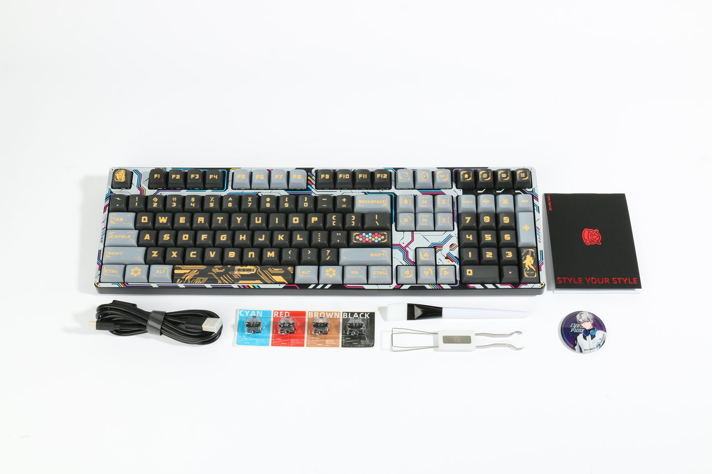 dustsilver™ CYBERPUNK Blue Switch Wired Mechanical Gaming PC Keyboard - dustsilver