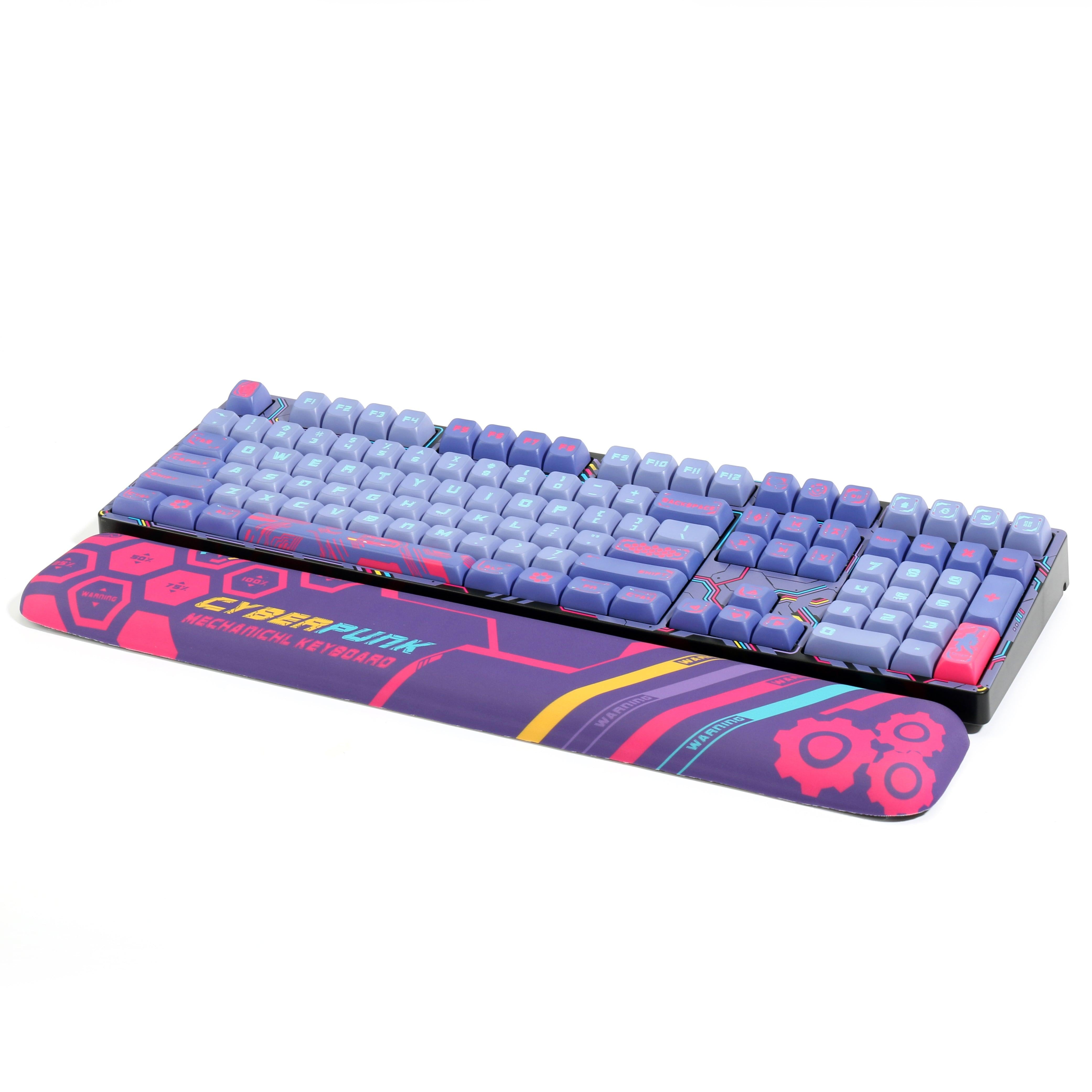 dustsilver™ Keyboard Wrist Rest Purple Cyberpunk Style Pattern - dustsilver