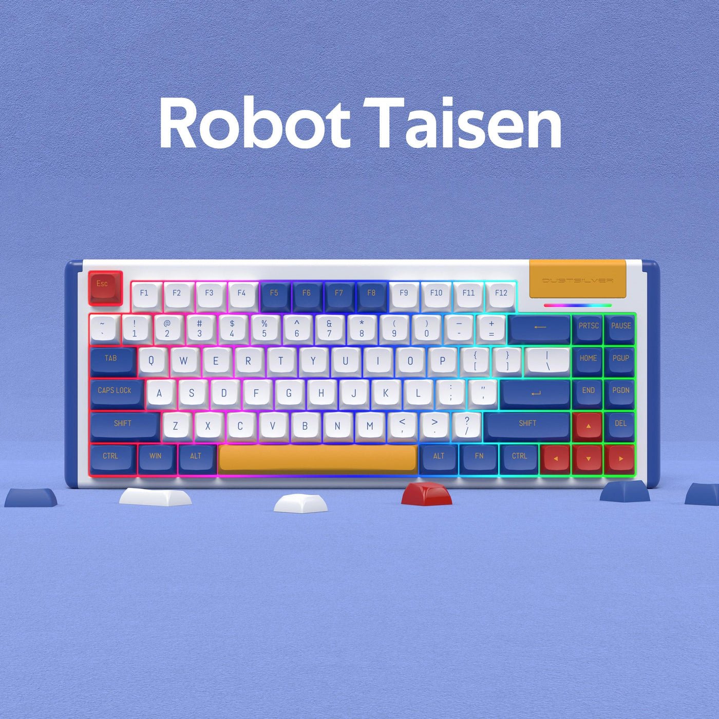 Robot Taisen Cool Colored Tkl 75 RGB Backlit Red Switch Wired Mechanical Keyboard - dustsilver